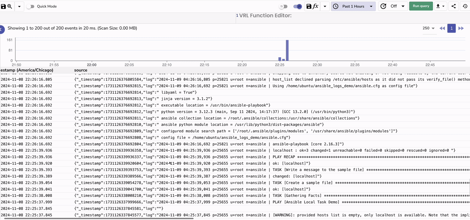 Verify Ansible Logs in OpenObserve
