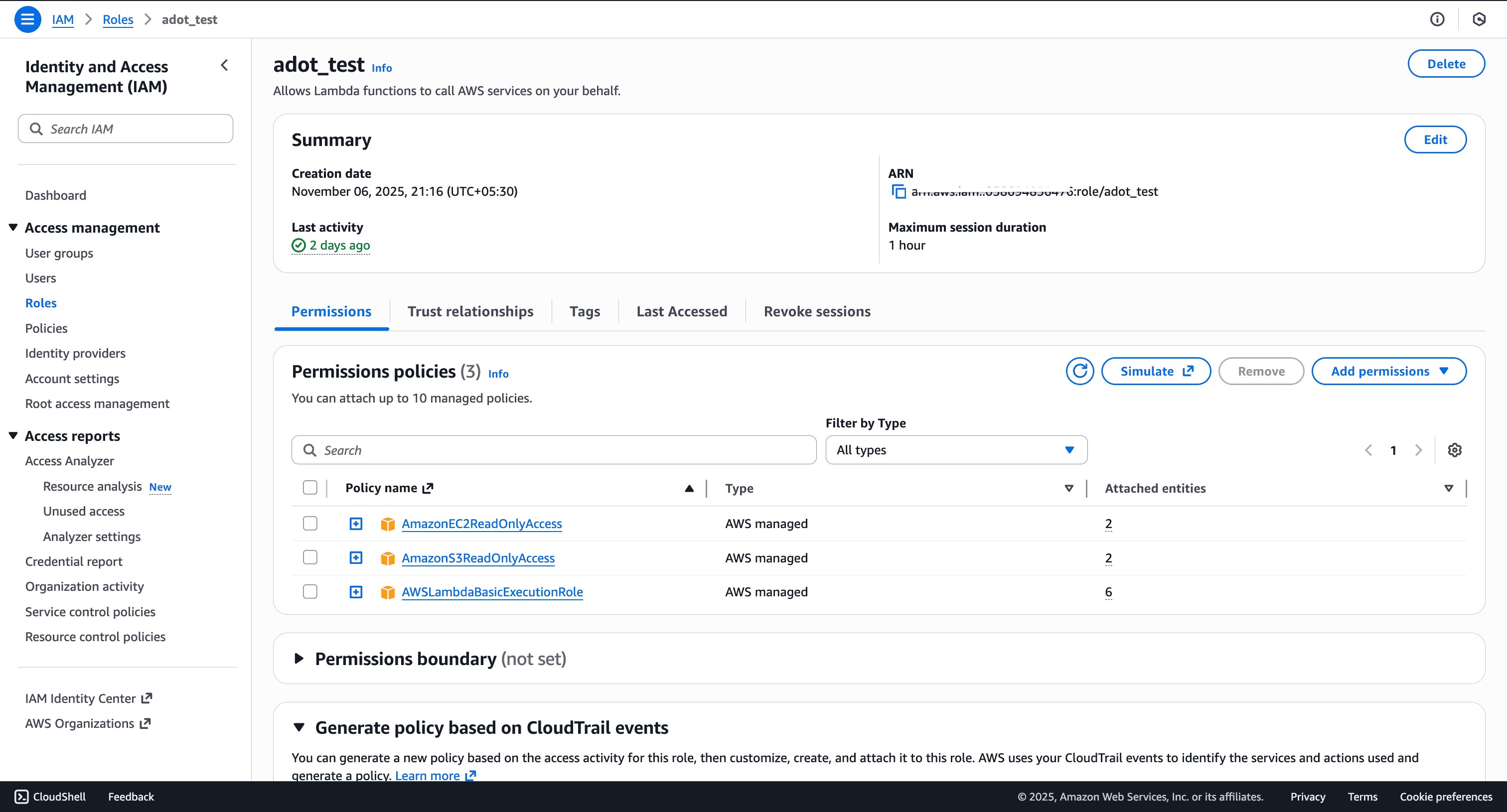 IAM Role AWS Console