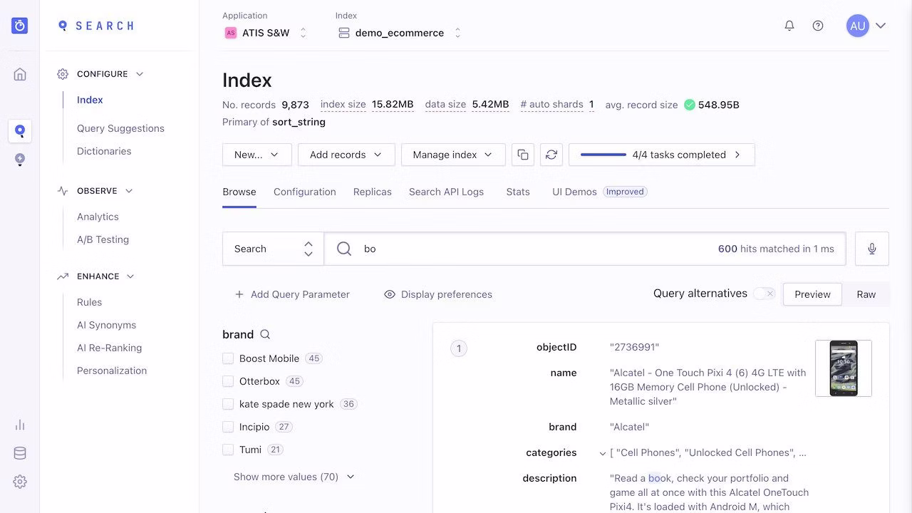 Algolia Search Interface