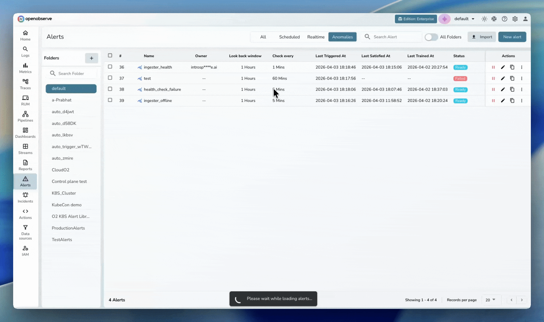 Anomaly Detection In OpenObserve
