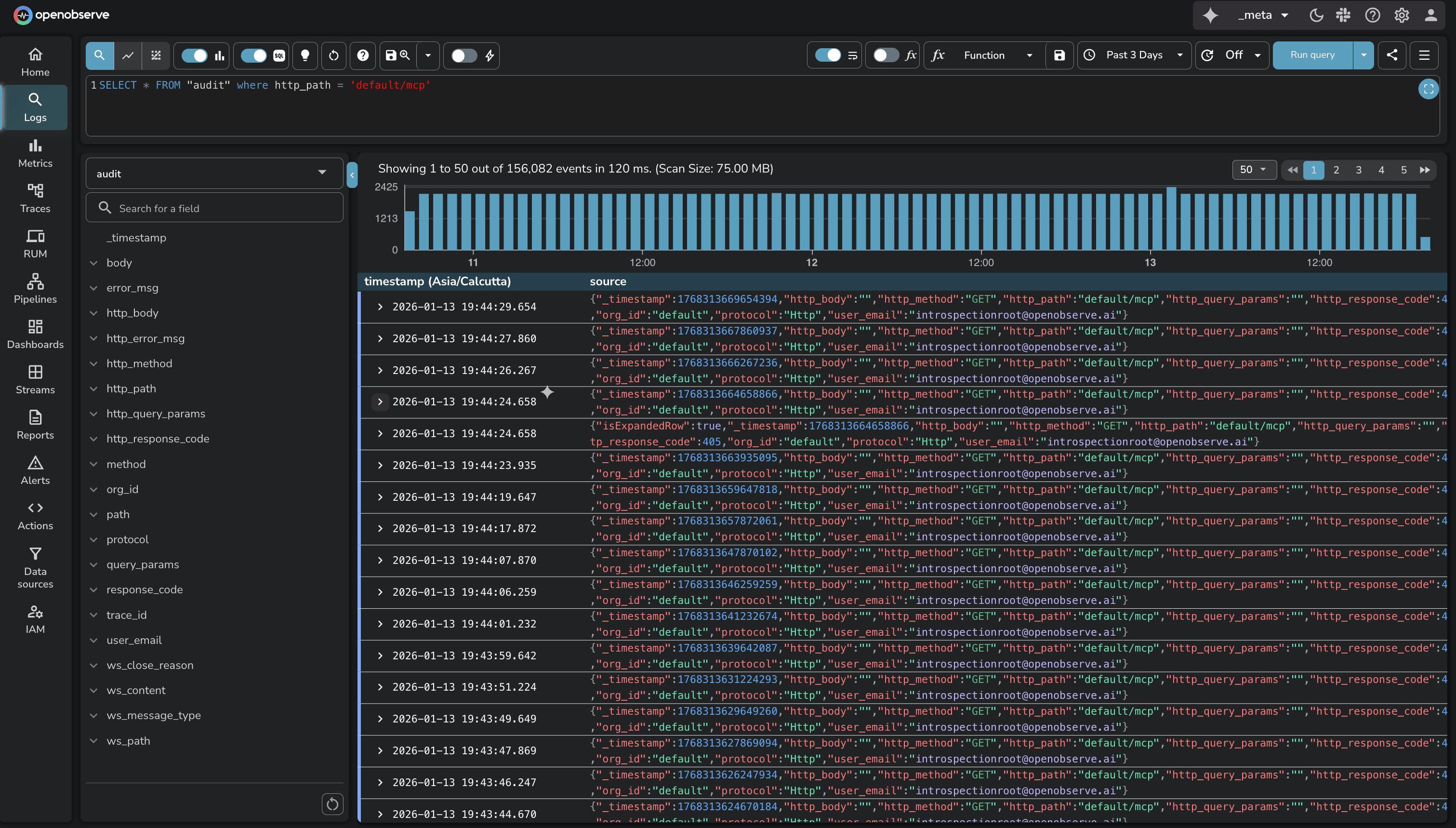 Audit Log stream in OpenObserve