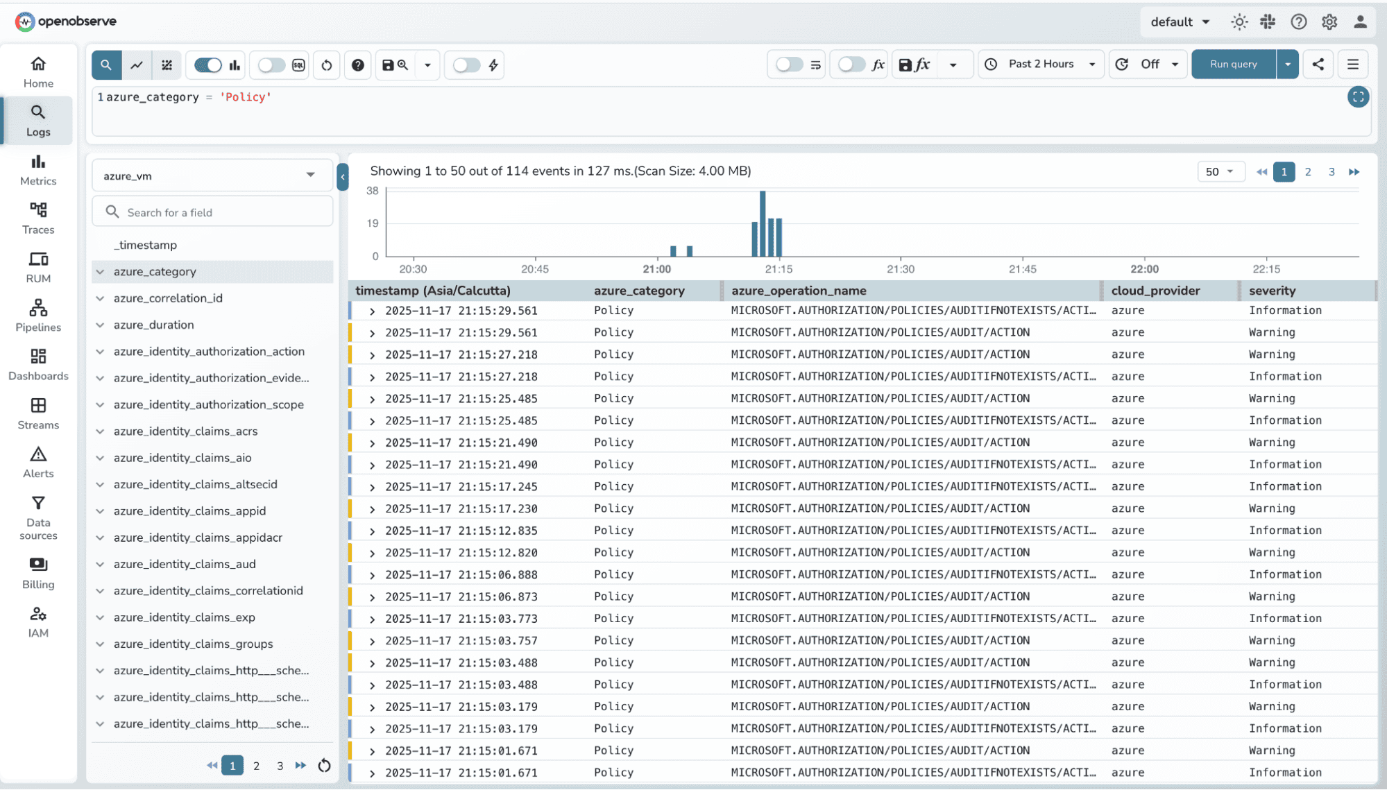 Filtering Azure Logs in OpenObserve