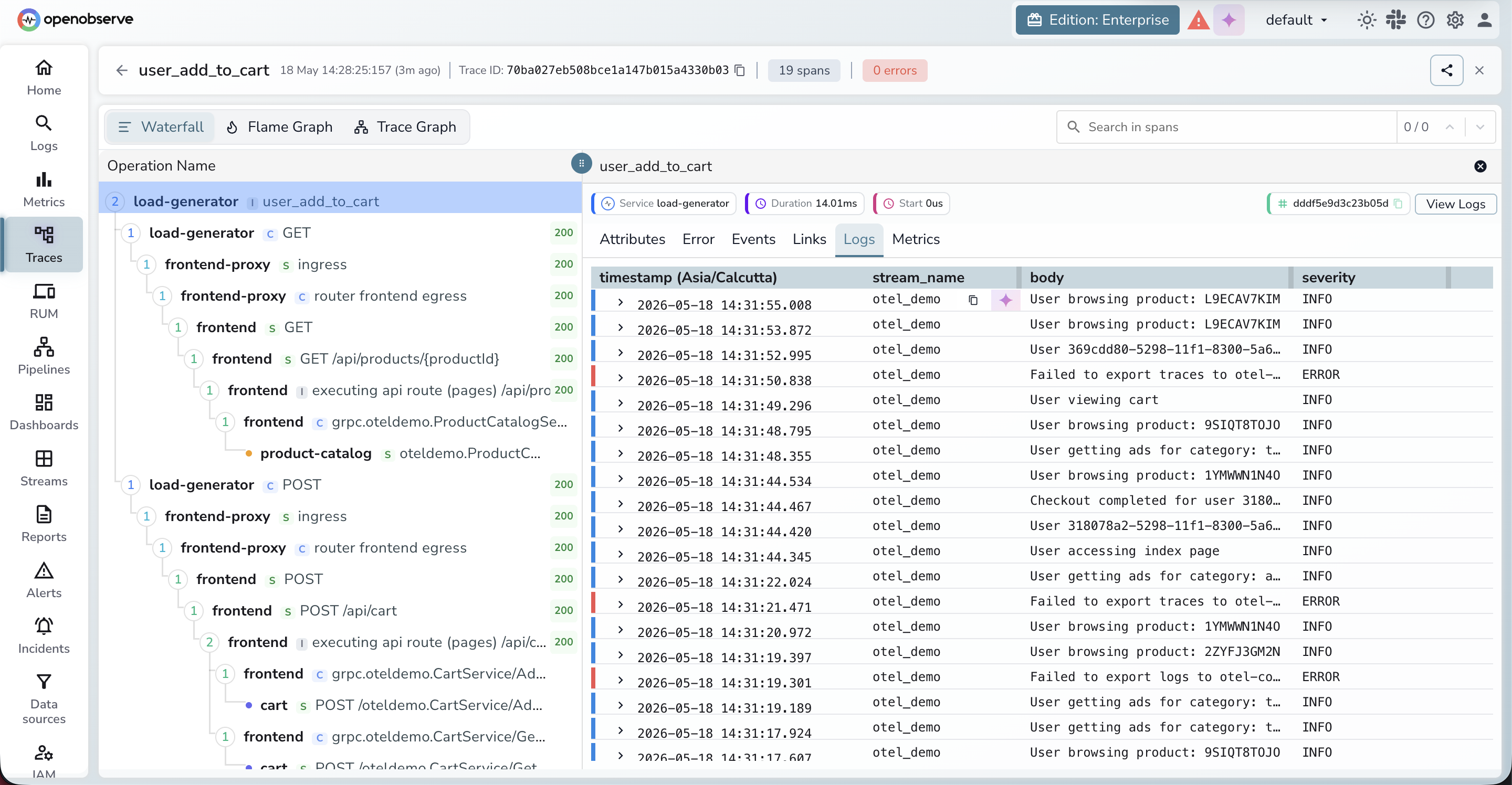 Richer log view defaults