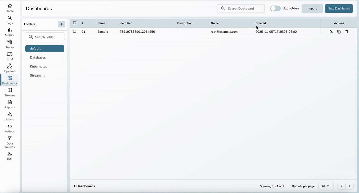 steps to show how to import dashboards