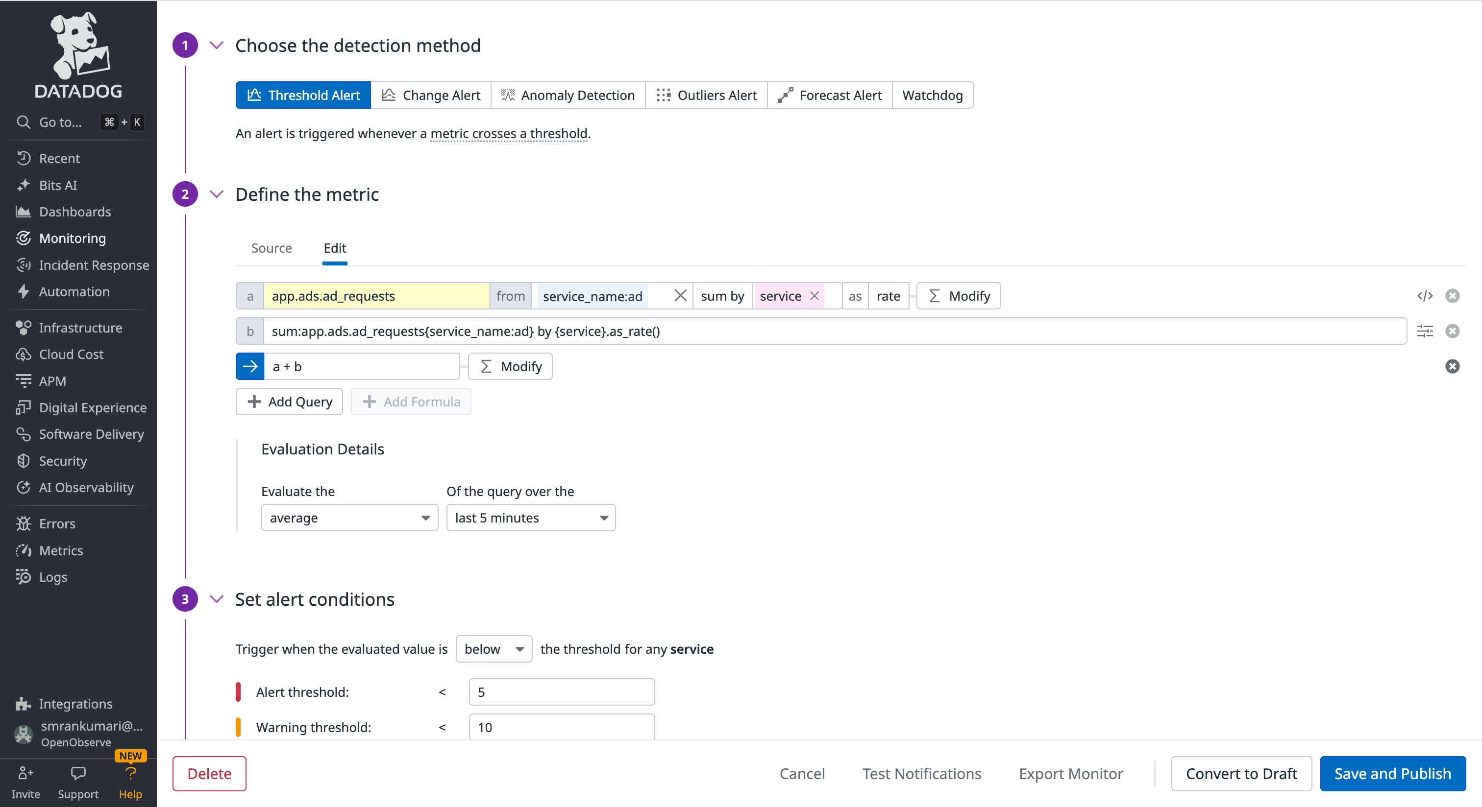 Datadog DSL for Metrics Monitor