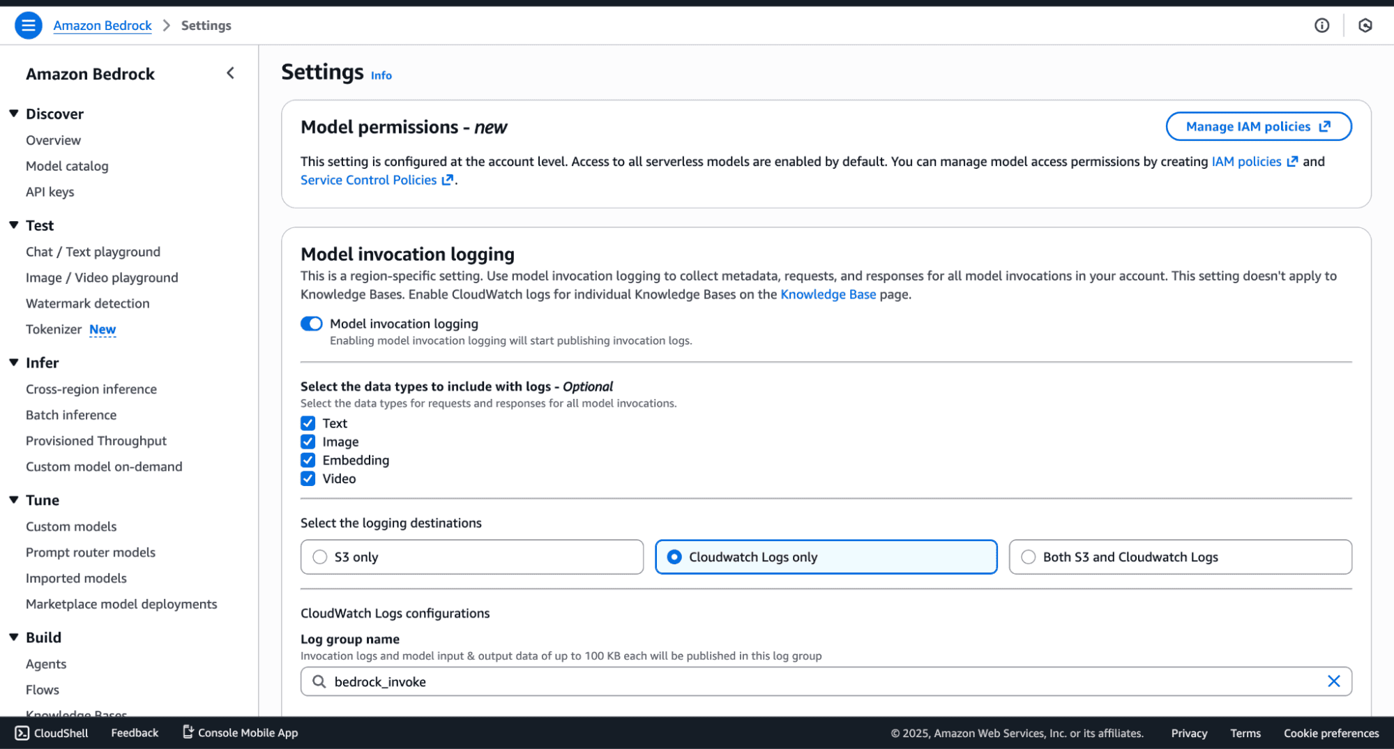 Enable AWS Bedrock Logging