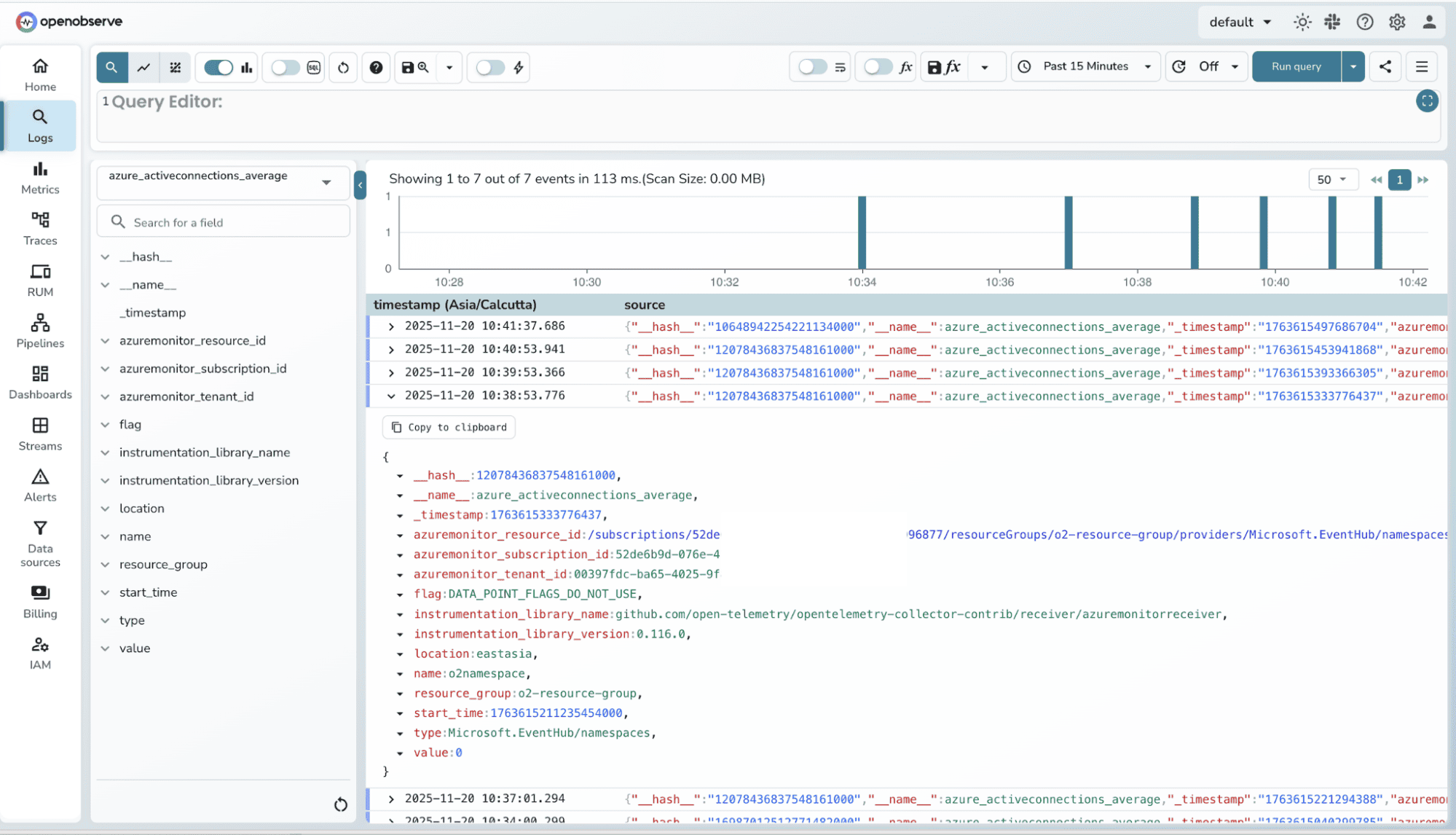 Explore Azure metrics in OpenObserve