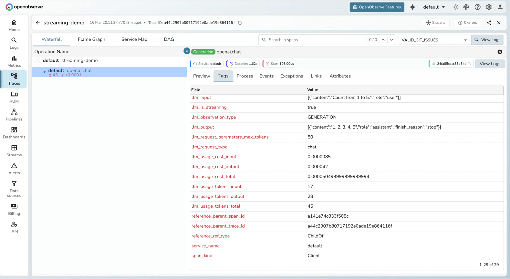 Trace-Level Cost Transparency