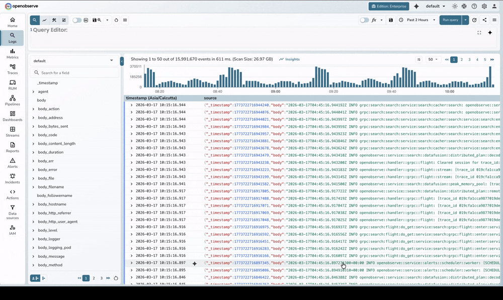 Log Patterns Detection in OpenObserve
