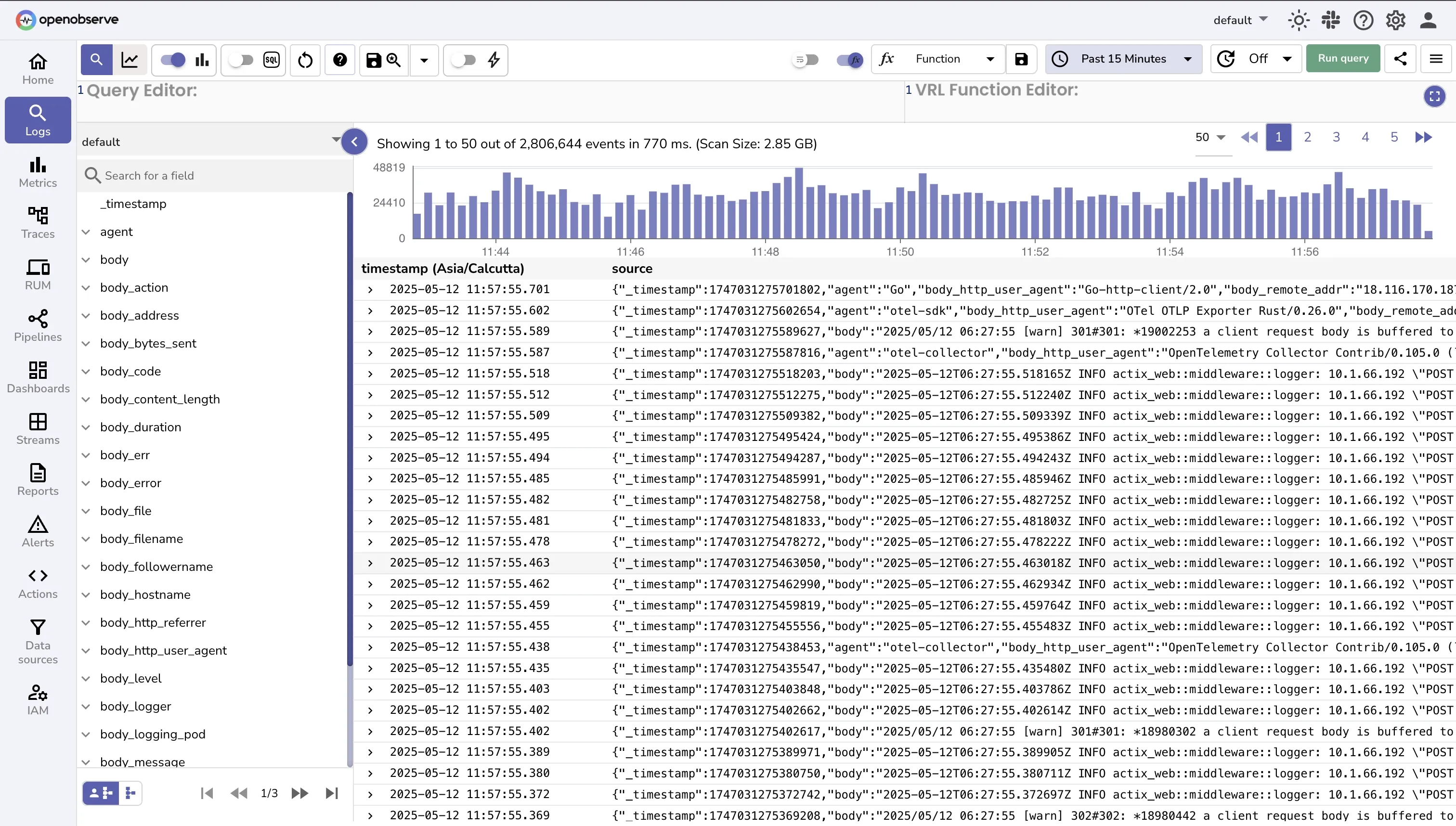 OpenObserve Logs Dashboard