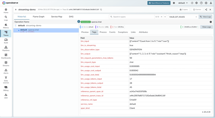 Trace-Level Cost Transparency