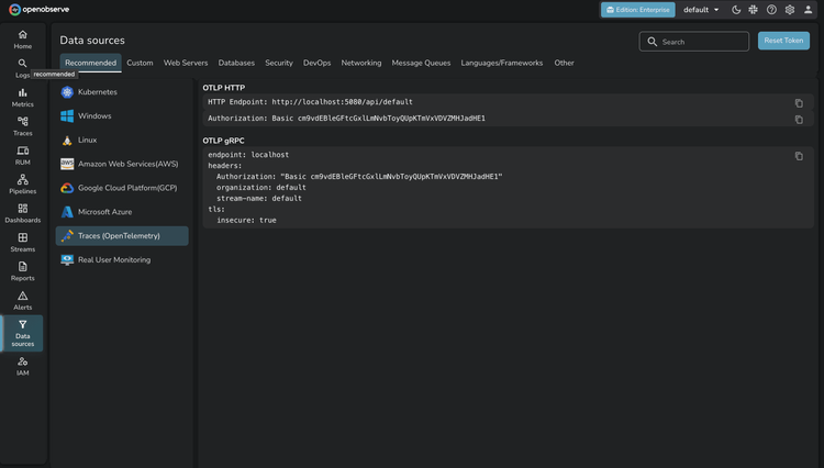 Traces Data Sources UI 