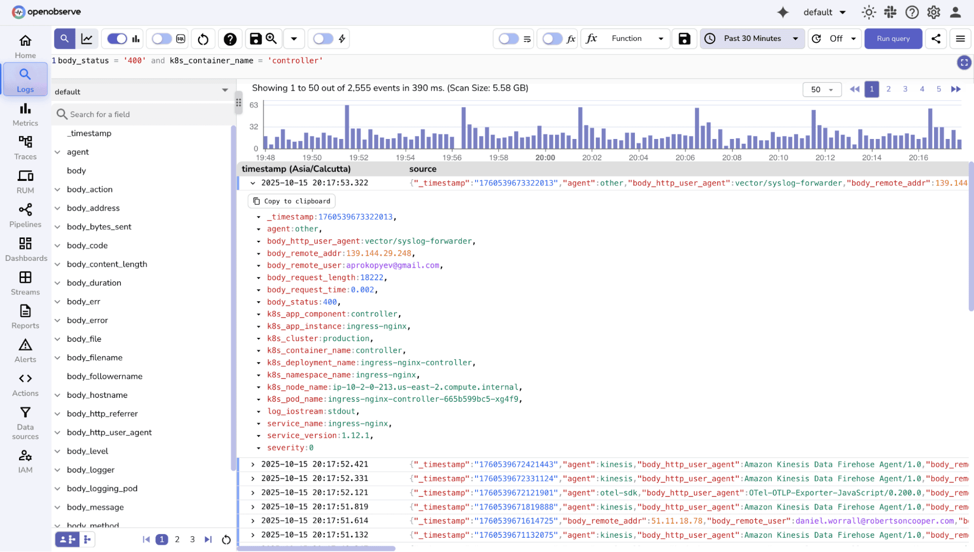 Multiple condition based log Filtering