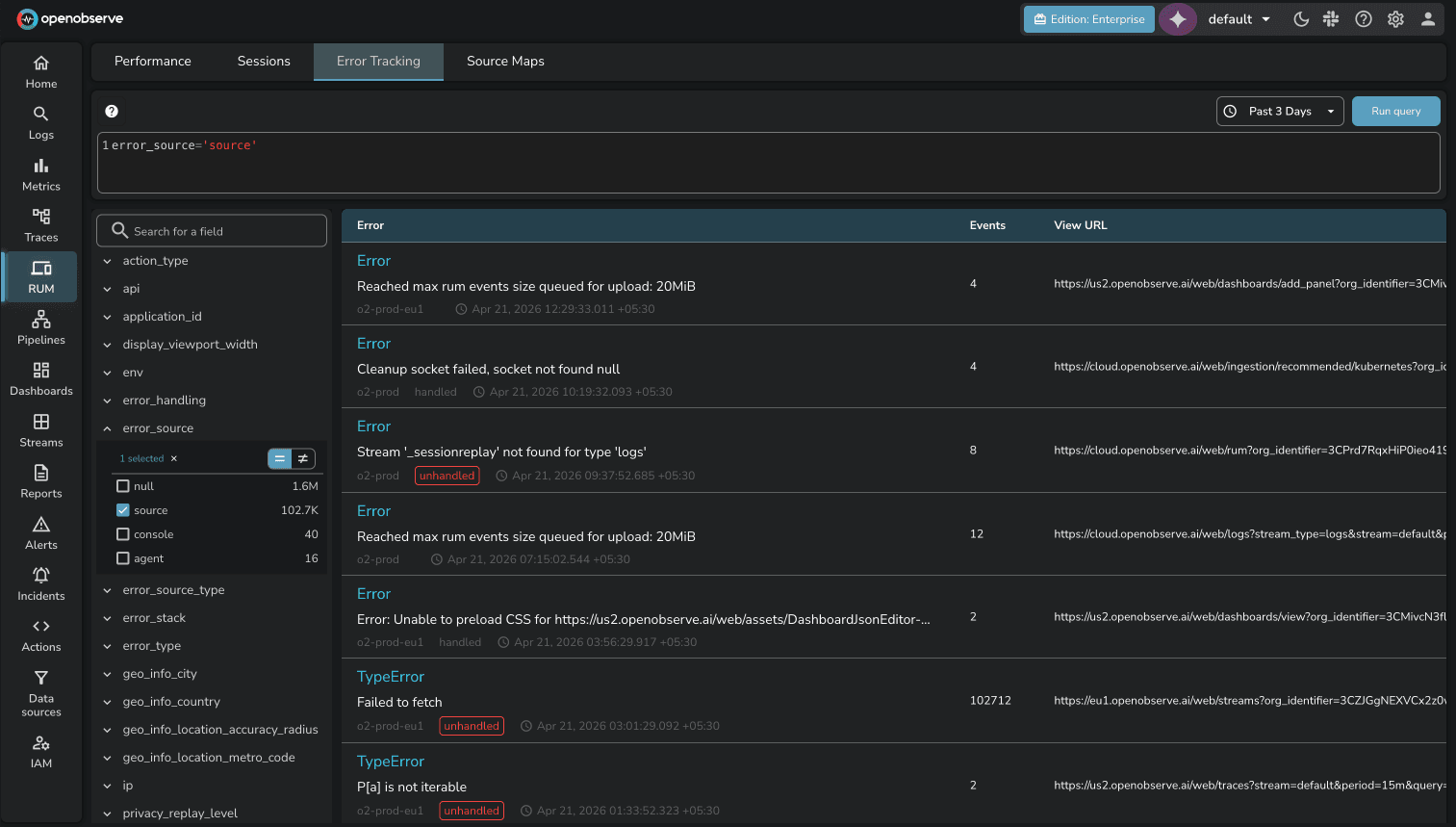Error Tracking 