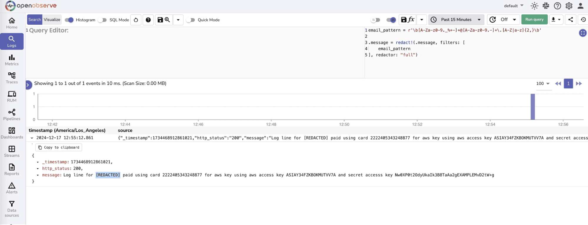 Sensetive Data Redaction in Logs