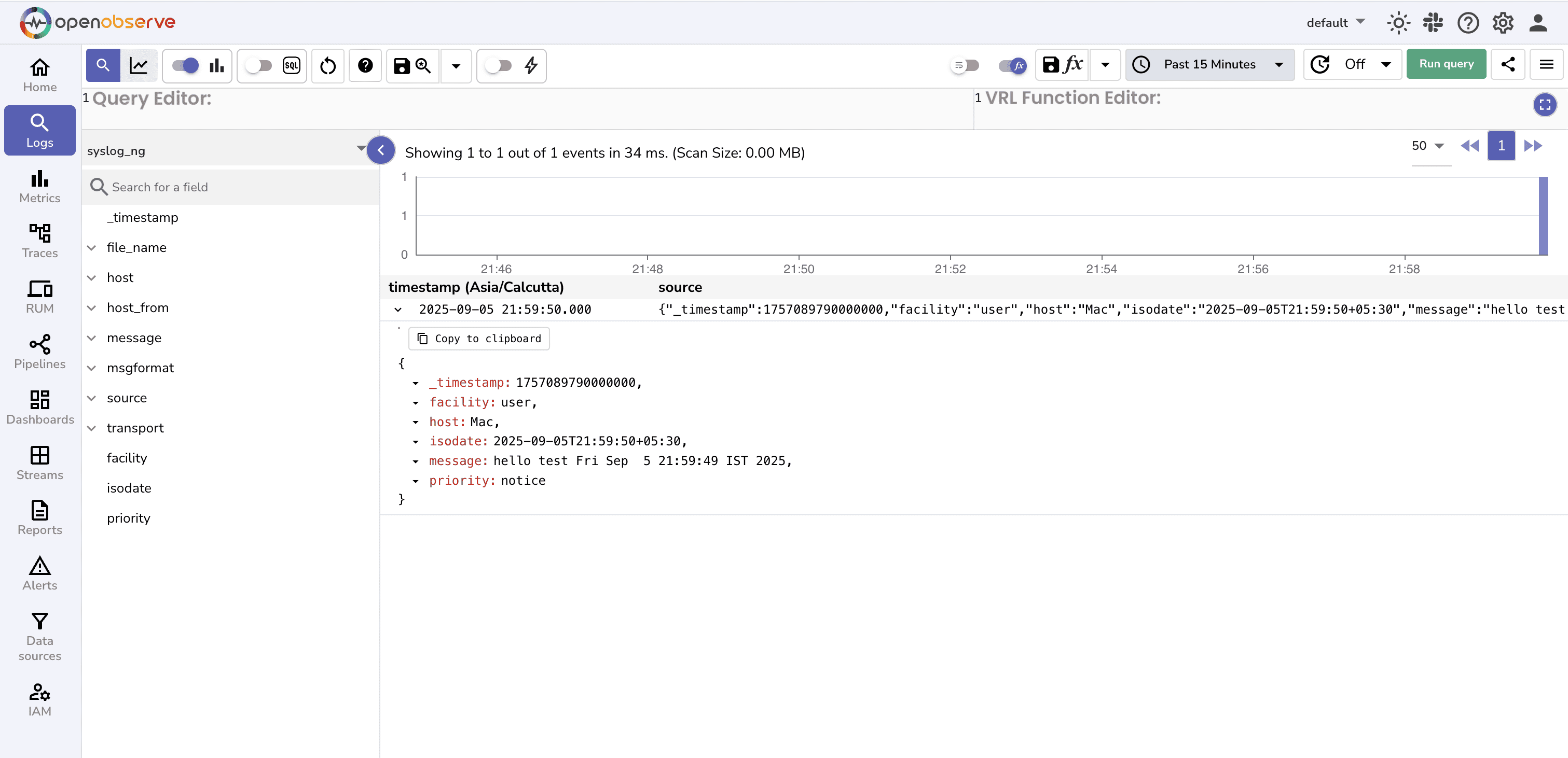 Visualizing syslog-ng logs in OpenObserve