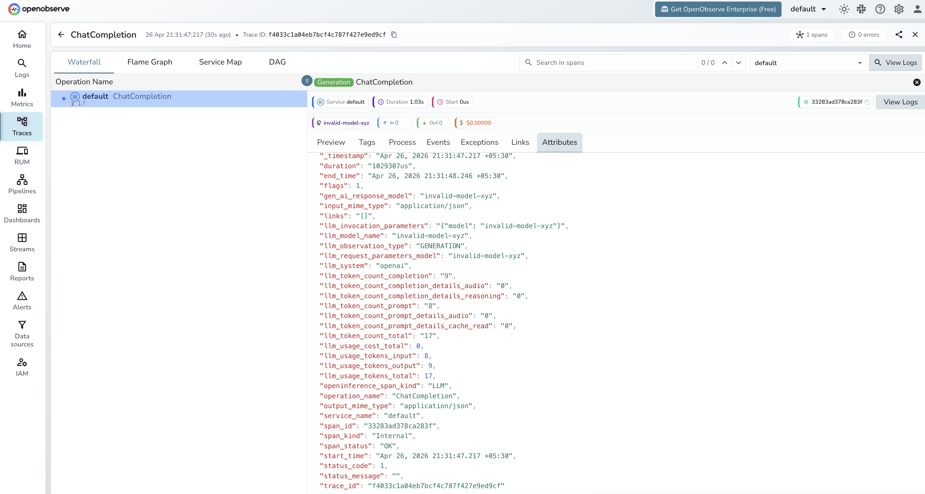 LiteLLM Proxy trace in OpenObserve