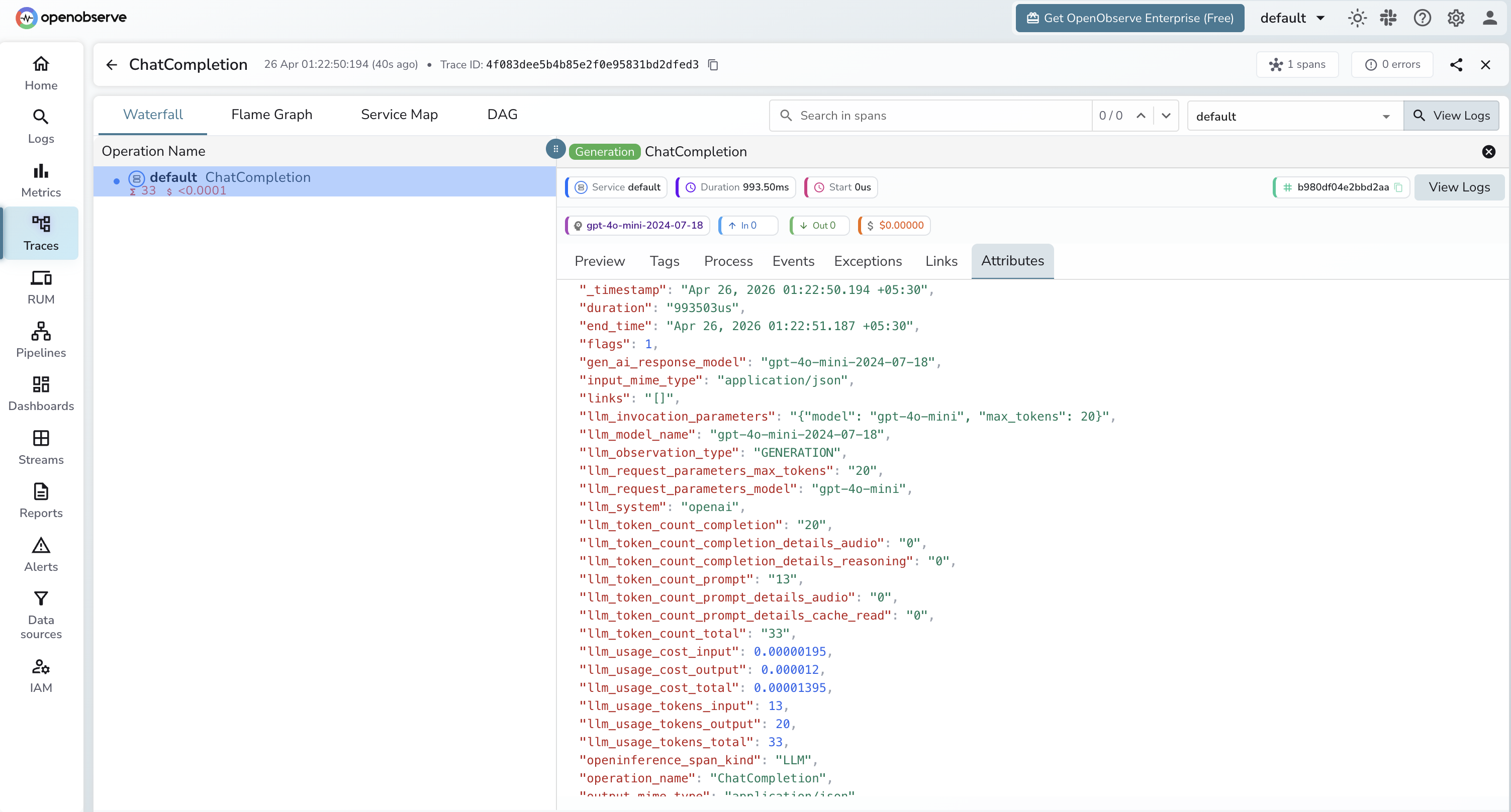 Portkey trace in OpenObserve
