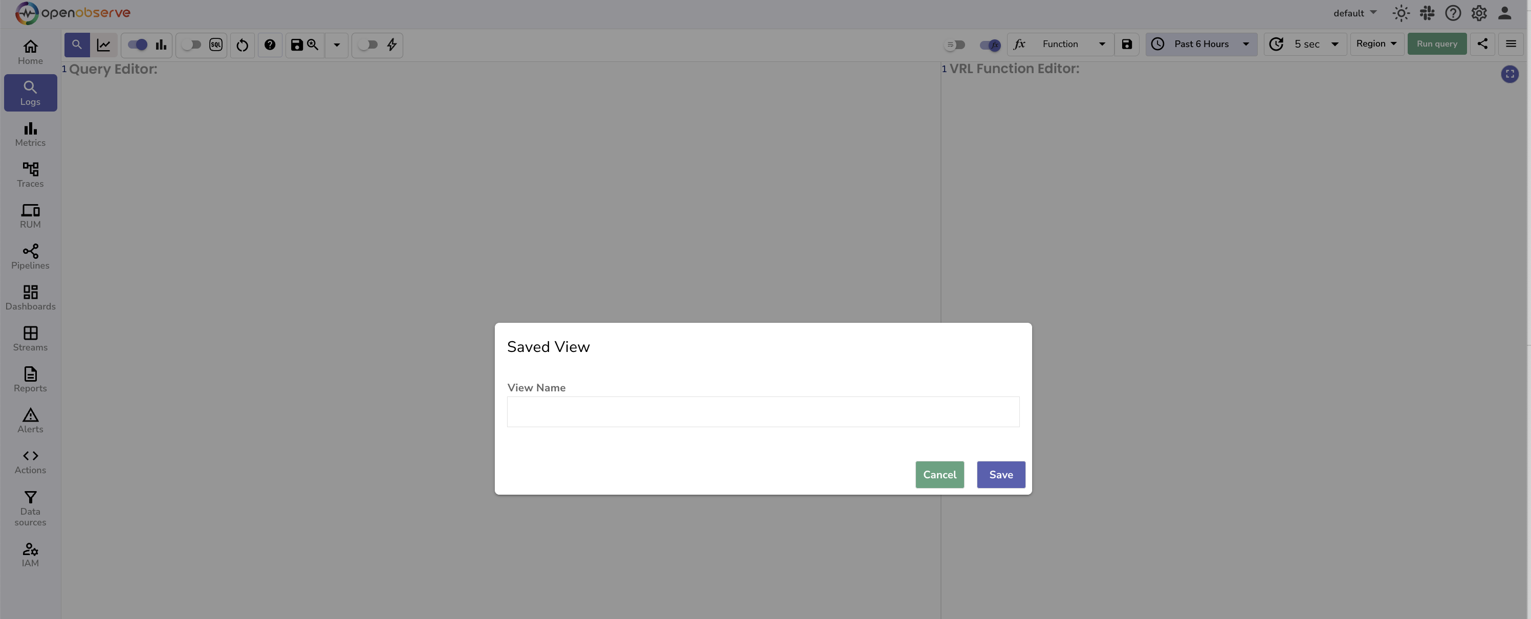 Logs save view