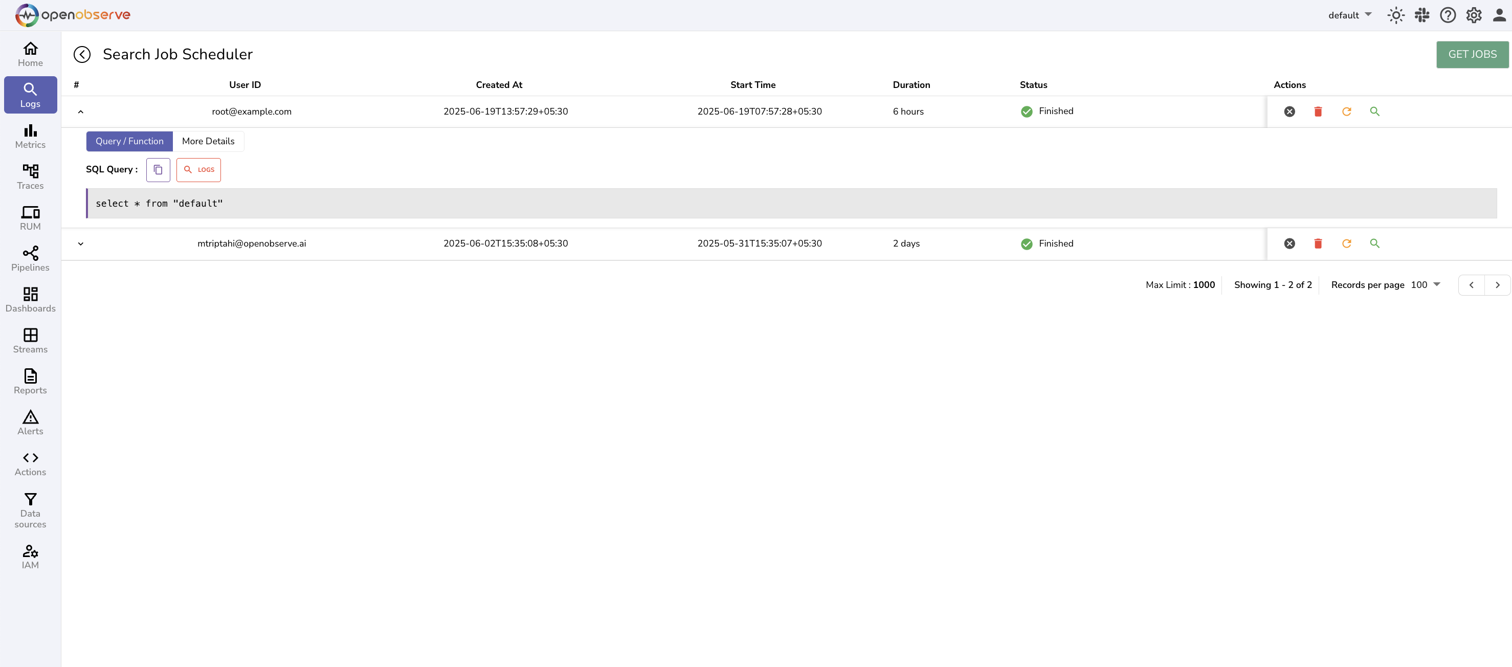 List Scheduled Search
