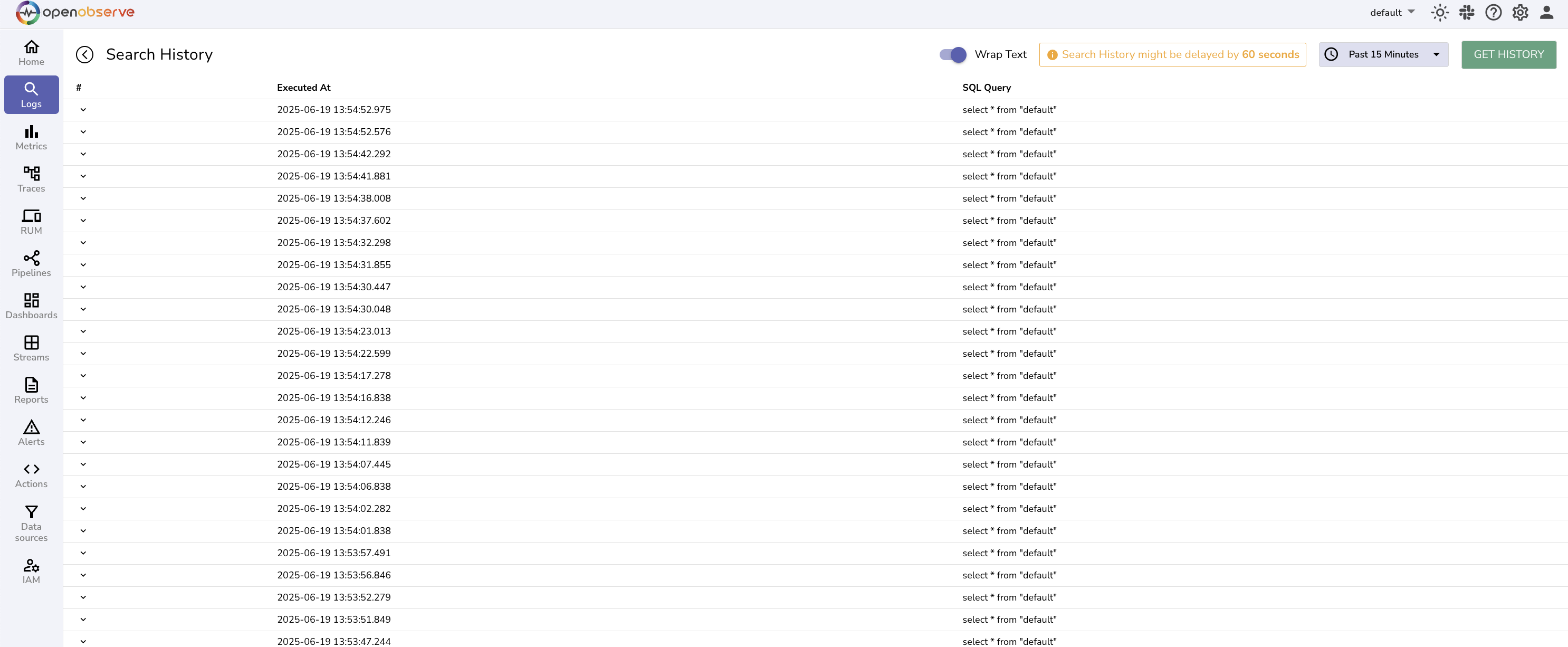 Search history