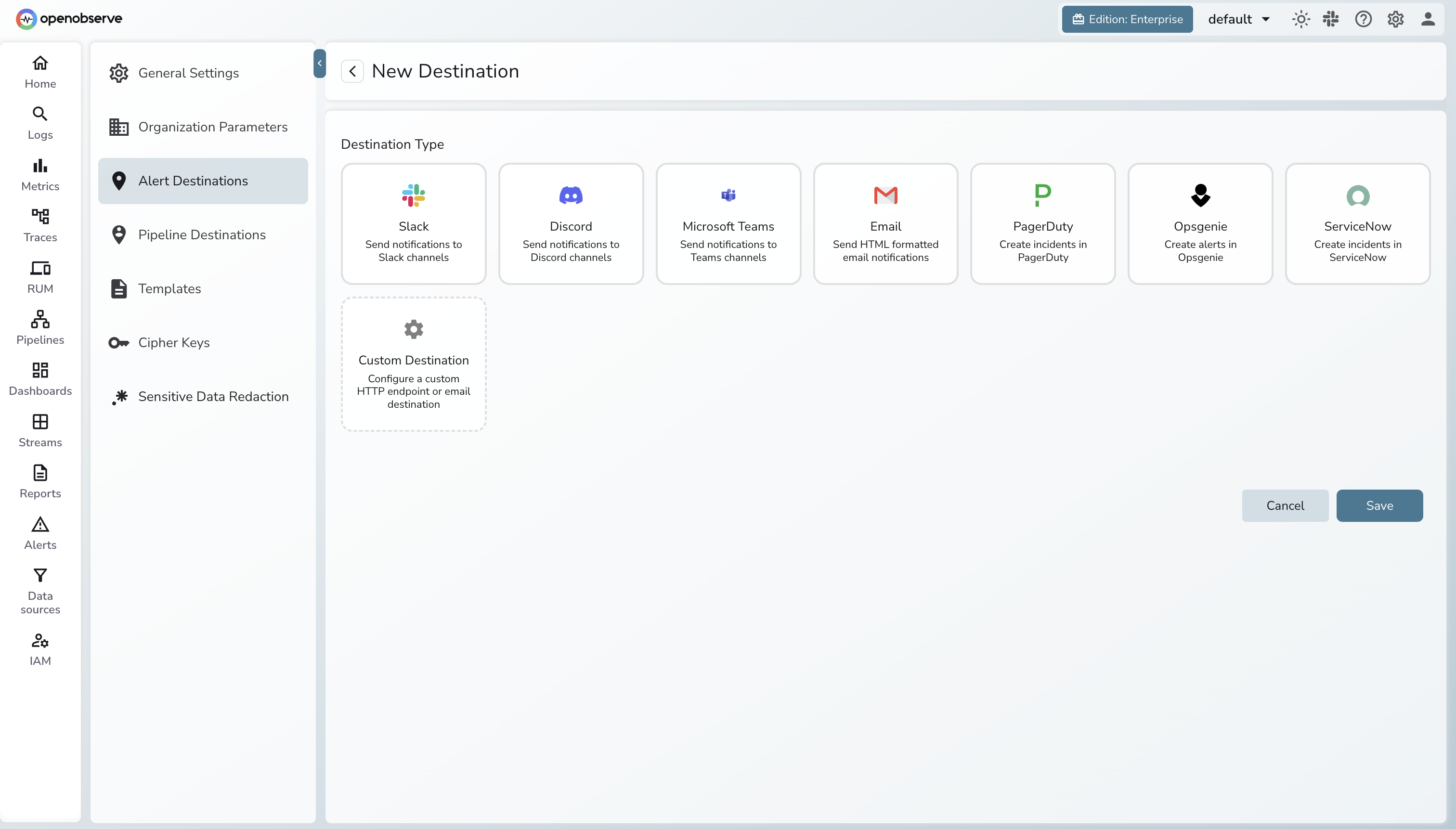 Alert Destinations in OpenObserve