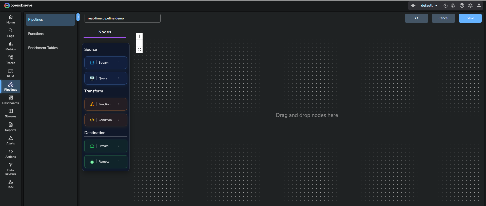 Open the pipeline editor