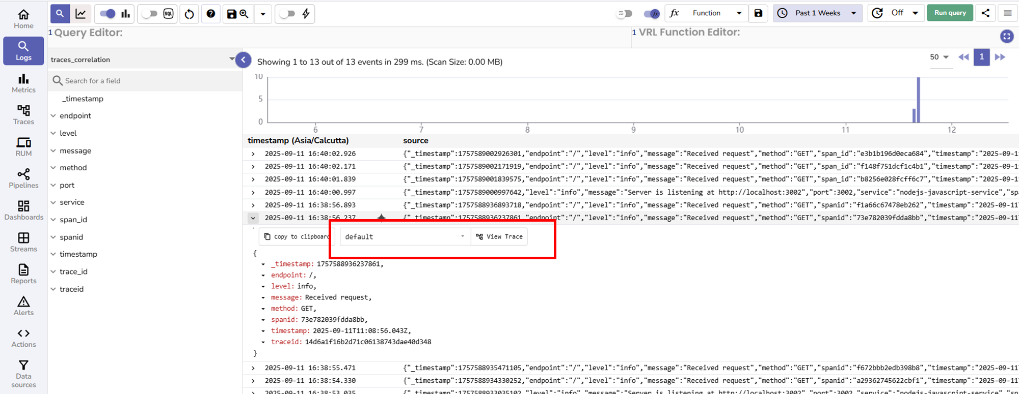 view-trace-from-logs