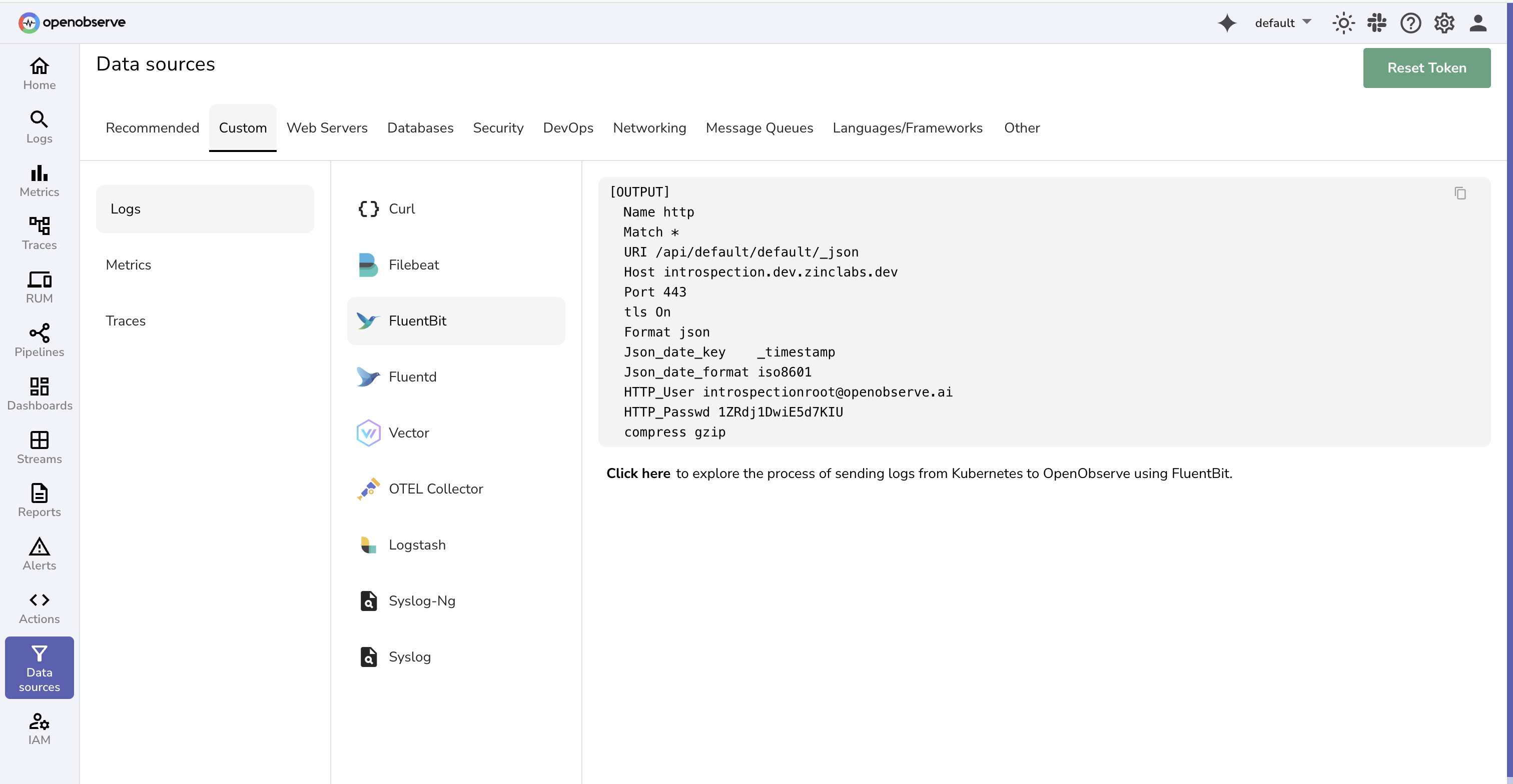 Ingestion config