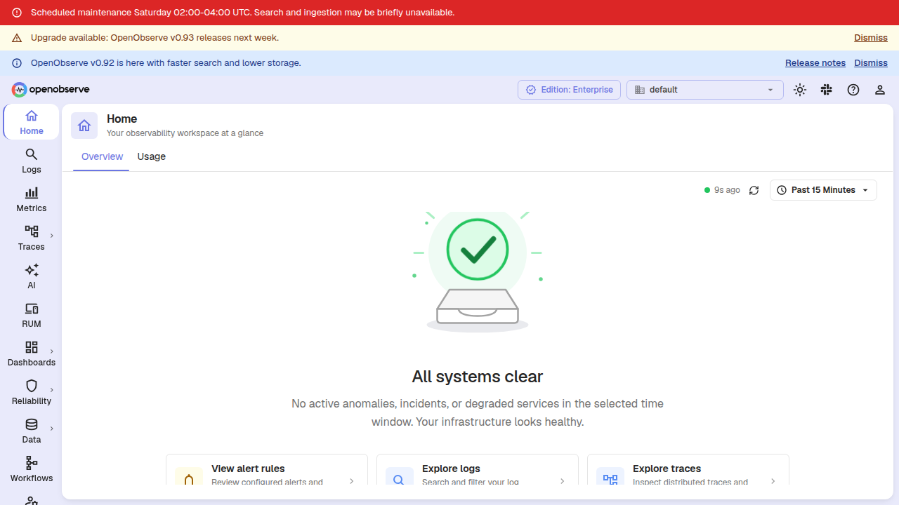 announcement banners rendering above the app toolbar