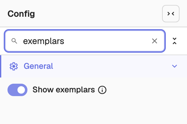 the Show exemplars switch in the panel editor Config tab