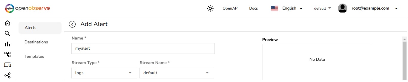 Setting real-time alert conditions in OpenObserve