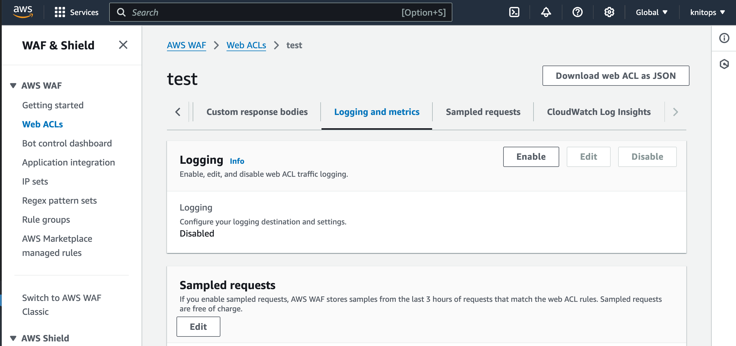 aws waf dashboard