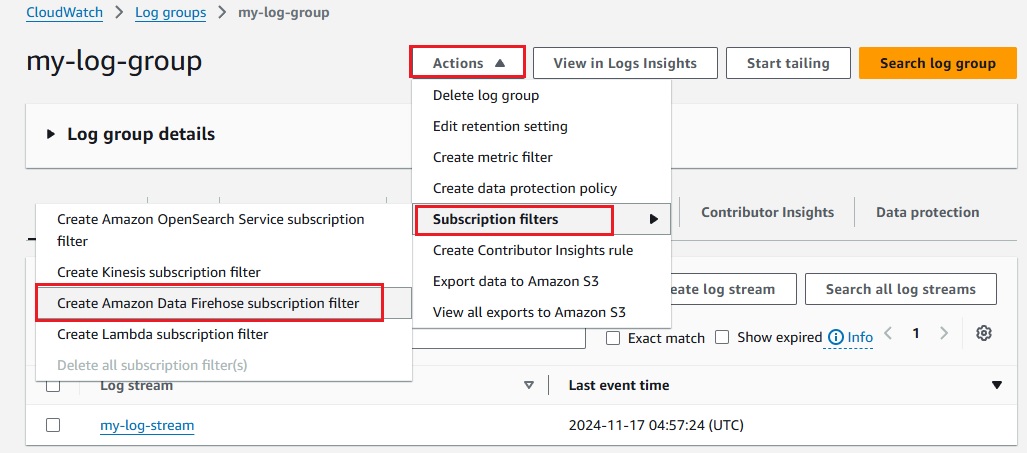 AWS_cloudwatch_Subscription_filter