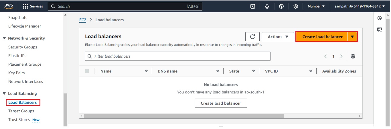 AWS EC2 Console - Creating Application Load Balancer (ALB)