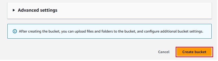 AWS S3 Console - Default Configuration Options for Bucket Creation