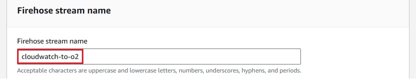 AWS Kinesis Console - Name the Kinesis Firehose Delivery Stream