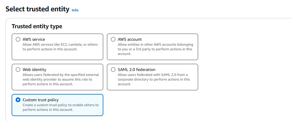 AWS IAM - Select Custom Trust Policy for Role