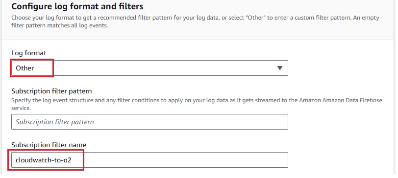 AWS CloudWatch - Configure Log Format and Filters for Subscription