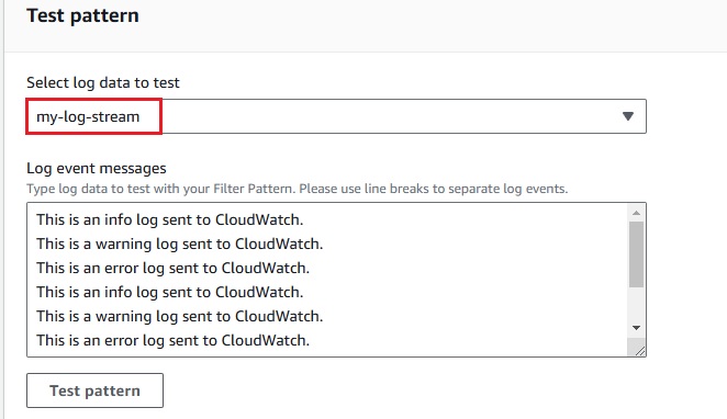 AWS CloudWatch - Test Log Pattern for Subscription Filter