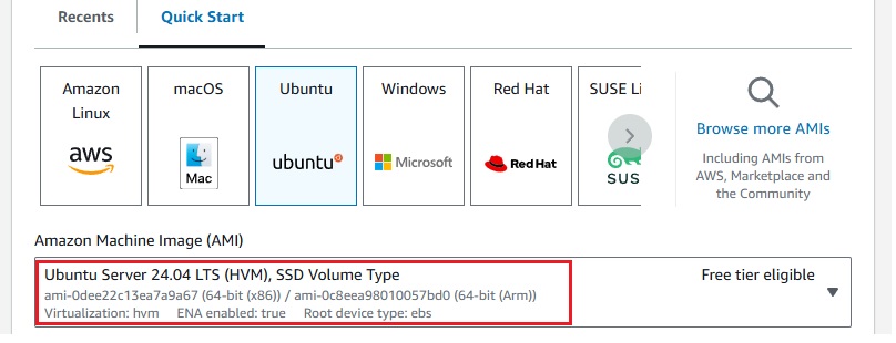 AWS EC2 Console - AMI Selection Page - Ubuntu