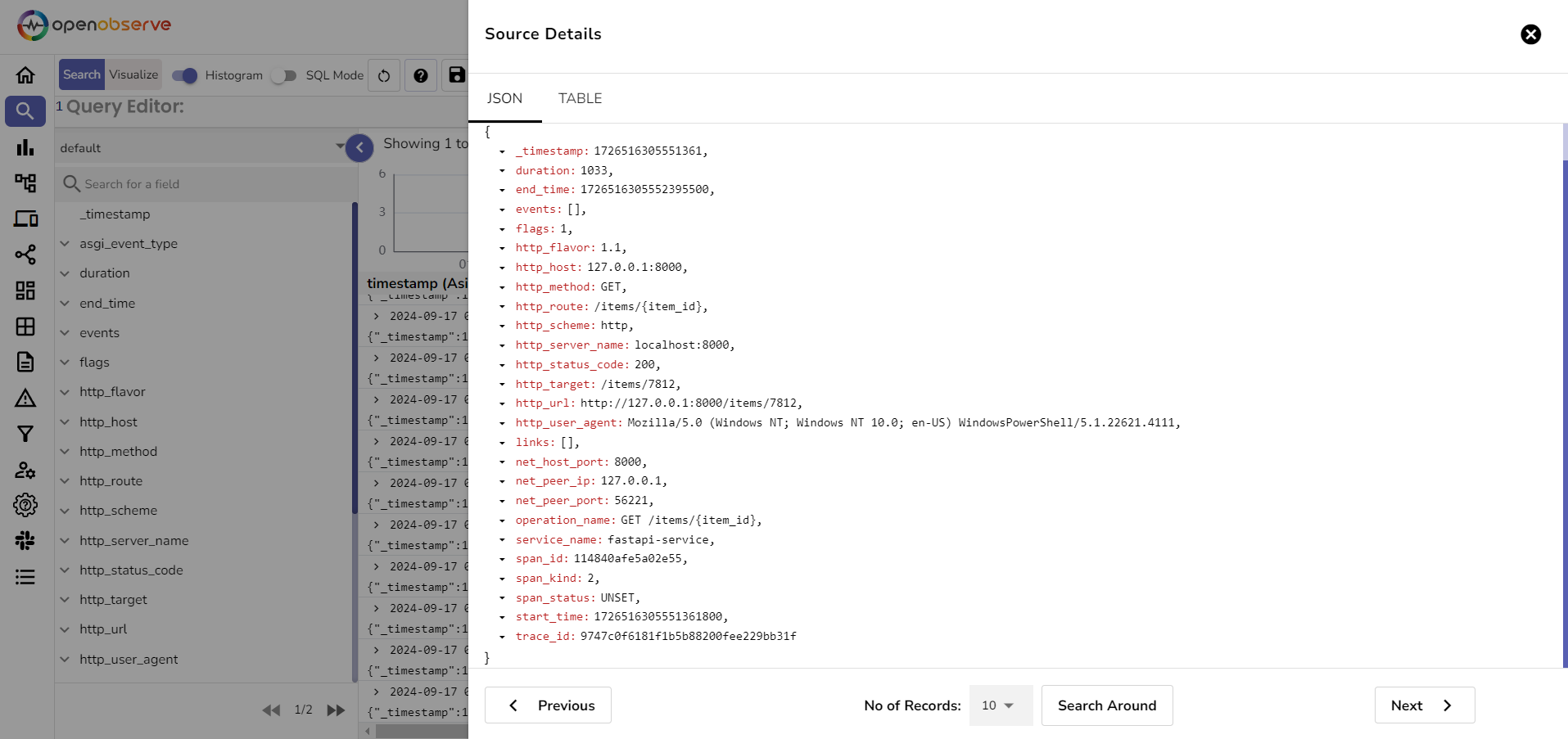 Logs dashboard