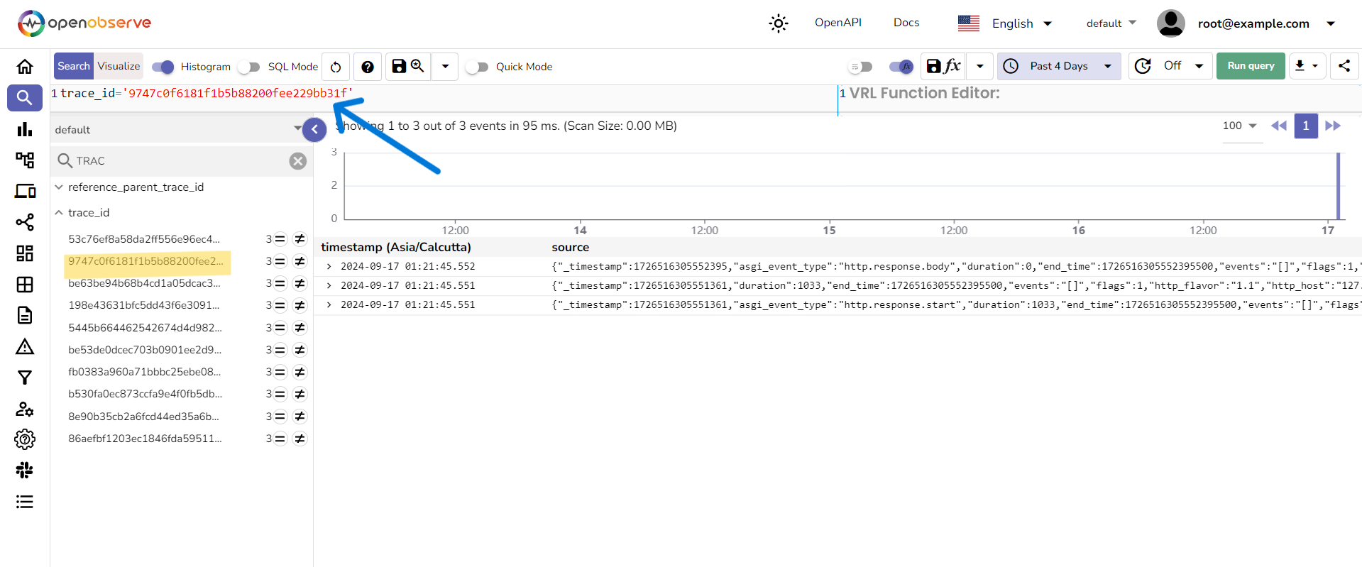 Trace dashboard