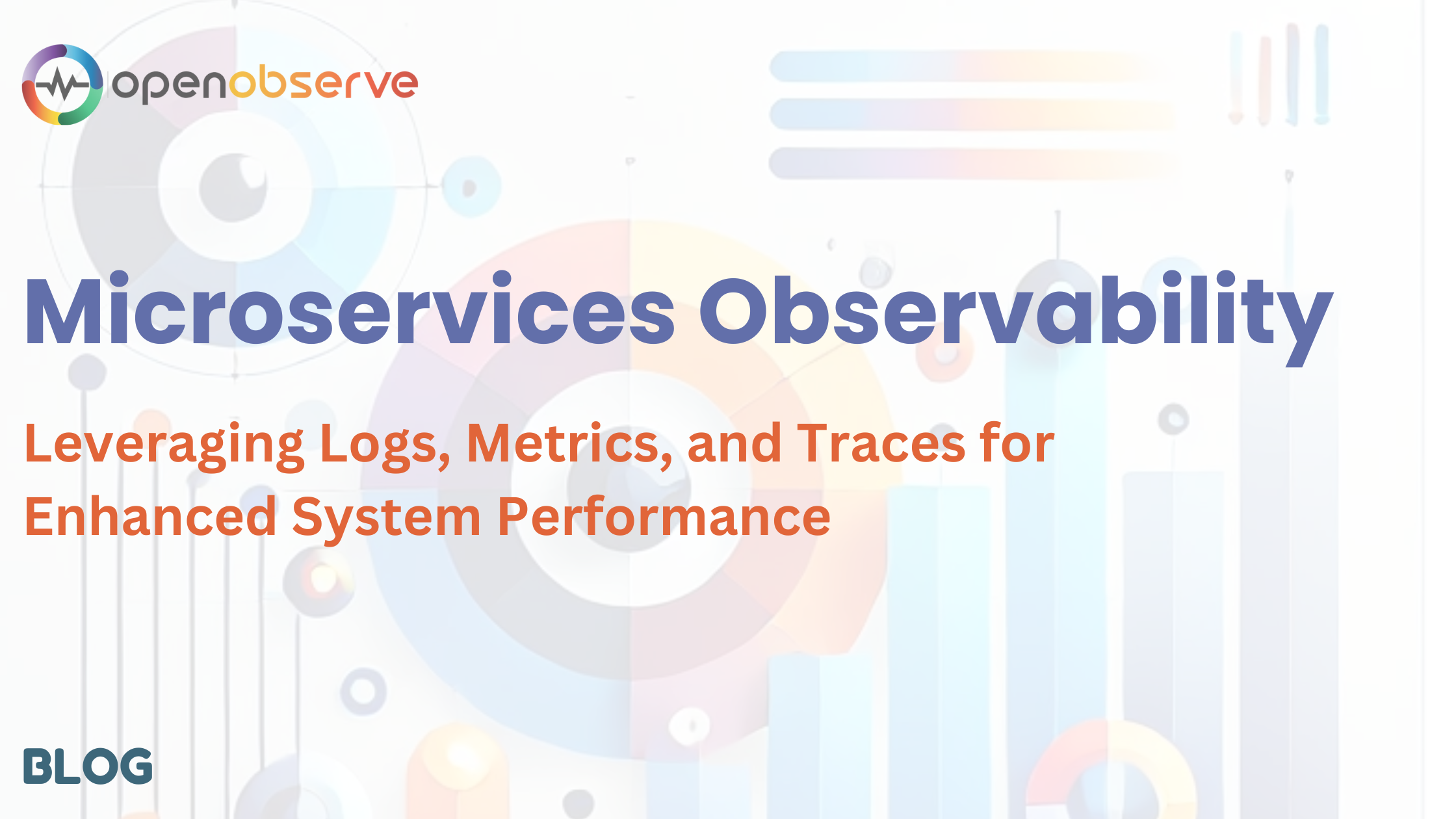 Conceptual illustration showing interconnected microservices with observability data flows and title of the blog post