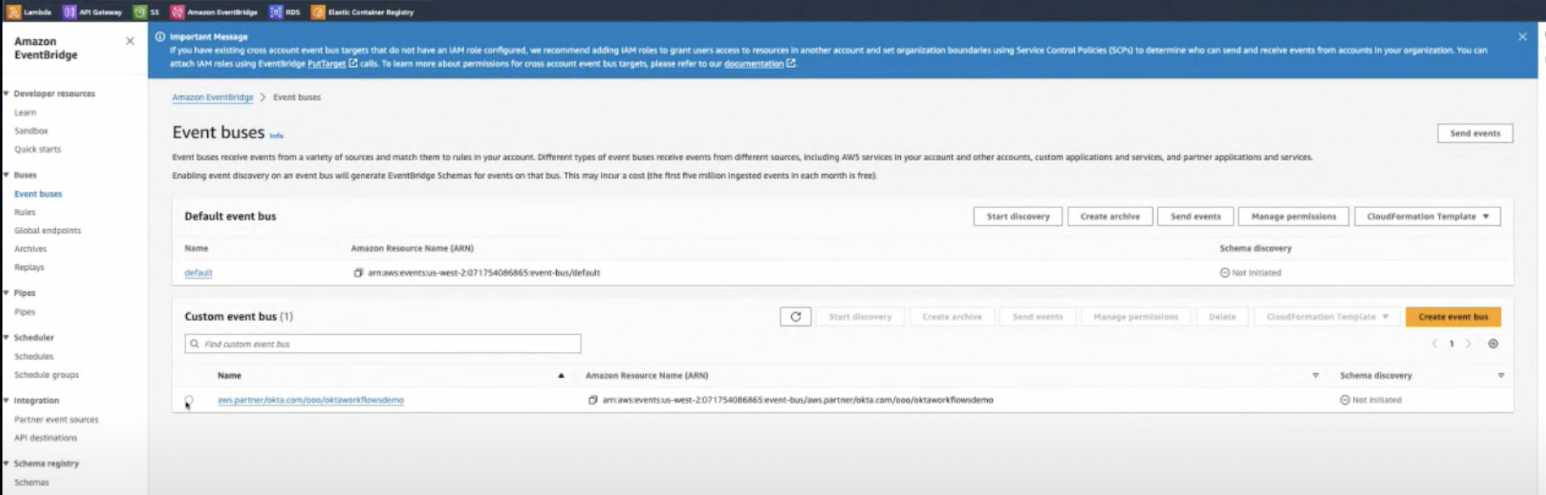 Okta eventbridge configuration